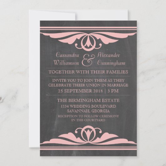 Invitation Pink Deco Chalkboard (Devant)
