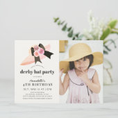 Invitation Pink Derby Casquette Rose 1er anniversaire fête Ph (Debout devant)