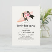 Invitation Pink Derby Casquette Rose Fille Anniversaire Fête  (Debout devant)