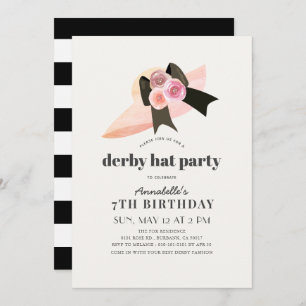 Invitation Pink Derby Casquette Rose Fille Anniversaire Fête 