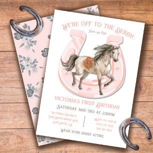 Invitation Pink Derby Horse Racing Anniversaire Fête Invitati