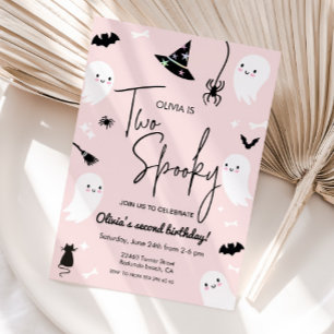 Invitation Pink DEUX ÉFFRAYANT 2e anniversaire halloween anni