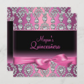 Invitation Pink Diamond & Bow Quinceañera (Devant / Derrière)