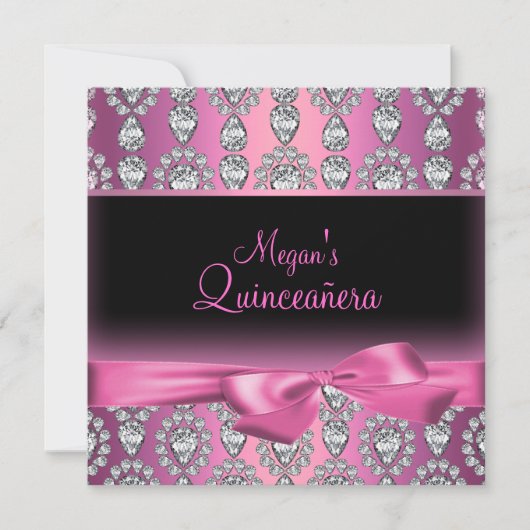 Invitation Pink Diamond & Bow Quinceañera (Devant)