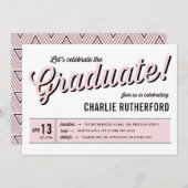 Invitation Pink Diner Retro Typography Graduation Party (Devant / Derrière)