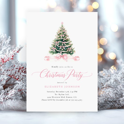 Invitation Pink Dinner Christmas Party
