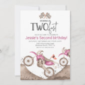Invitation Pink Dirt Bike 2nd birthday - Growing up two fast (Devant)