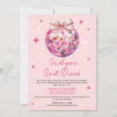 Invitation Pink Disco Ball Bachelorette Party Girly Week-end (Devant)