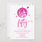 Invitation Pink Disco Ball Cinquante-ème fête d'anniversaire (Devant)