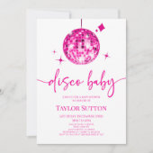Invitation Pink Disco Ball Disco Baby shower (Devant)
