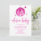 Invitation Pink Disco Ball Disco Baby shower (Debout devant)