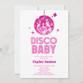 Invitation Pink Disco Ball Disco Baby shower (Devant)