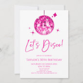 Invitation Pink Disco Ball Let's Disco Anniversaire (Devant)