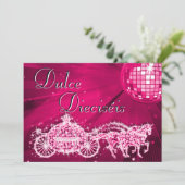 Invitation Pink Disco Ball, Princess Coach & Horses Sweet 16 (Debout devant)