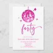 Invitation Pink Disco Ball Quarante fête d'anniversaire (Devant)