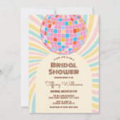 Invitation Pink Disco Ball Retro Fête des mariées Super (Devant)