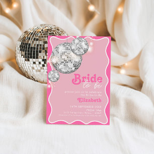Invitation Pink Disco Ball Sparkle Bride pour être design de 