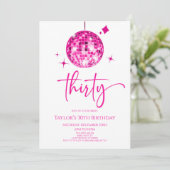 Invitation Pink Disco Ball Trente fête d'anniversaire (Debout devant)