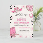 Invitation Pink Disco Cowgirl Rodeo 1er anniversaire fête (Debout devant)