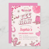 Invitation Pink Disco Cowgirl Rodeo fête d'anniversaire (Devant / Derrière)