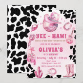 Invitation Pink Disco Cowgirl Rodeo Pays Anniversaire (Devant / Derrière)