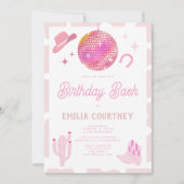 Invitation Pink Disco Cowgirl Western Rodeo Anniversaire Bash (Devant)