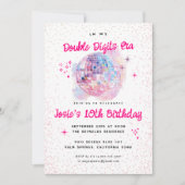 Invitation Pink Disco | Double Digit 10e Anniversaire (Devant)