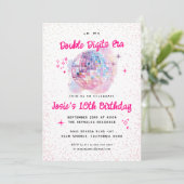 Invitation Pink Disco | Double Digit 10e Anniversaire (Debout devant)