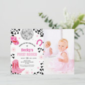 Invitation Pink Disco First Rodeo Cowgirl 1er anniversaire Ph (Debout devant)