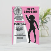 Invitation Pink Disco Party Boogie d'anniversaire pour femmes (Debout devant)