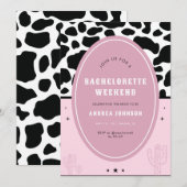 Invitation Pink Disco Space Cowgirl Bachelorette Party Cactus (Devant / Derrière)