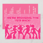 Invitation Pink Disco Theme 70's Party (Devant / Derrière)