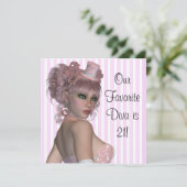 Invitation Pink Diva femmes 21ème fête d'anniversaire (Debout devant)