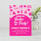 Invitation Pink Doll Girl Mode numérique Télécharger Annivers (Debout devant)