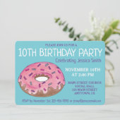Invitation Pink Donut Doughnut Anniversaire Fête Petit déjeun (Debout devant)