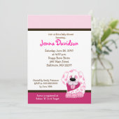 Invitation Pink Dot Chien Chien Chien Chien Bébé Fille Douche (Debout devant)