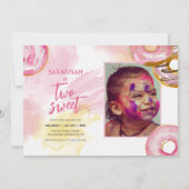 Invitation Pink Doughnut Two Sweet Photo 2e anniversaire (Devant)