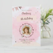 Invitation Pink doux et Tan Pastels | Fête d'anniversaire de (Debout devant)