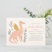 Invitation Pink Dragon Fairytale Baby shower (Debout devant)