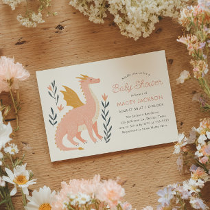 Invitation Pink Dragon Fairytale Baby shower