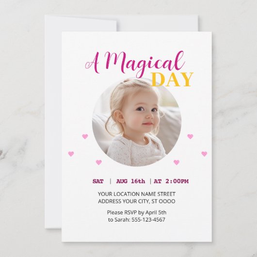 Invitation Pink Dream Unicorn Party (Dos)