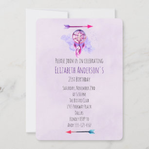 Invitation Pink Dreamcatcher Purple Aquarelle