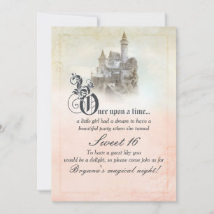 Invitation Pink Dreamy Fairy Tale Storybook Castle Sweet 16