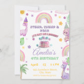 Invitation Pink Editable Dinosaur Birthday Invite Template  (Devant)