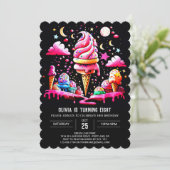 Invitation Pink Editable Elegant Crème de glace Fille Anniver (Debout devant)