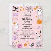 Invitation Pink Éffrayant One Cute Ghost Halloween 1er Annive (Devant)
