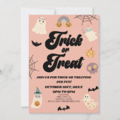 Invitation Pink Éffrayant Trick ou Treat Halloween Party (Devant)