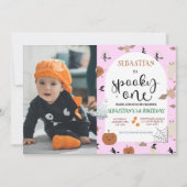 Invitation Pink Éffrayant Un Halloween Fantôme 1er Anniversai (Devant)