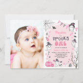 Invitation Pink Éffrayant Un Halloween Fantôme 1er Anniversai (Devant)
