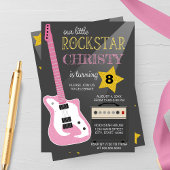 Invitation Pink Electric Guitar Rockstar Birthday Party